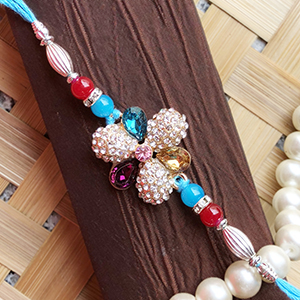 Multicoloured Diamond Studded Rakhi For Brother