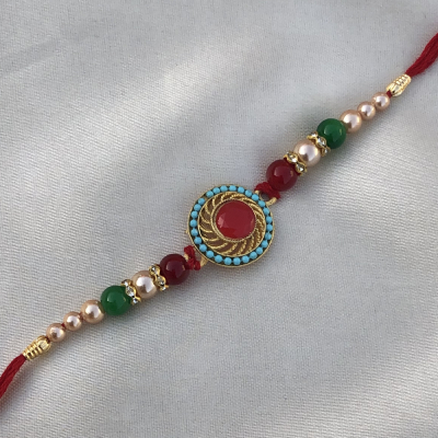 Semi Precious Stone & Beads Rakhi for Bhaiya