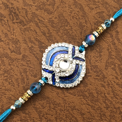 Elegant Blue Pearl Stone Rakhi for Raksha Bandhan