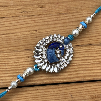 Semi Precious Diamonds & Peacock Stone Brother Rakhi