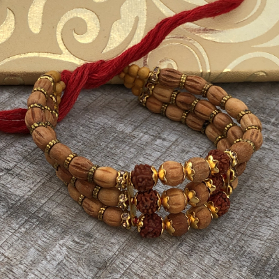 Stunning Triple Rudraksh & Beads Rakhi