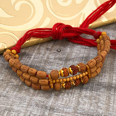 Brown Beads & Zardoshi Look Rakhi for Brothers