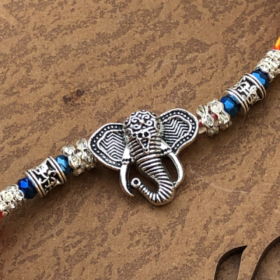 Good Luck Silver Eliphant Rakhi for Brothers