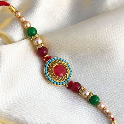 Semi Precious Stone & Beads Rakhi for Bhaiya