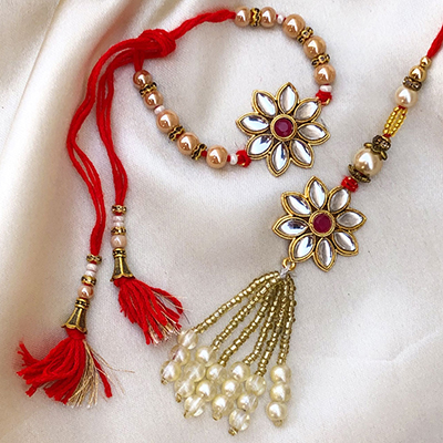 Precious Designer Pearl Bhaiya Bhabhi Rakhi