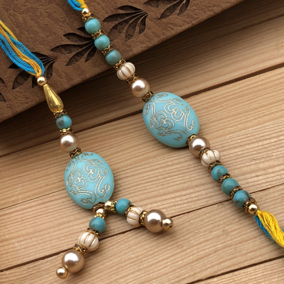 Rare Design Green Gold Stone Bhaiya Bhabhi Rakhi