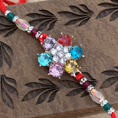 Exuberant Multicolor Diamond Brother Rakhi