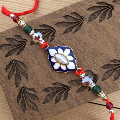 Vibrant Kundan Stone & Beads Rakhi for Raksha Bandhan