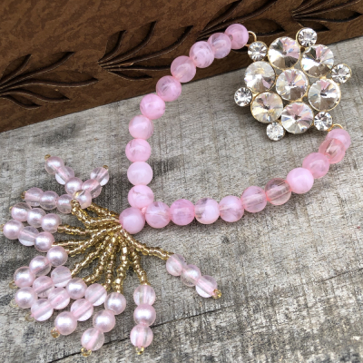 Splendid Pink Beads Diamond Lumba Rakhi for Bhabhi (Sister-in-Law)