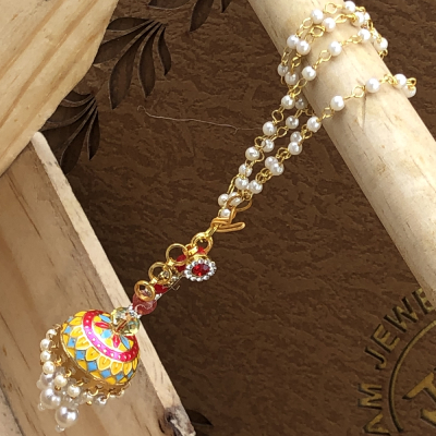 Royal Red Stone Gold Polished Lumba Bhabhi Rakhi Set