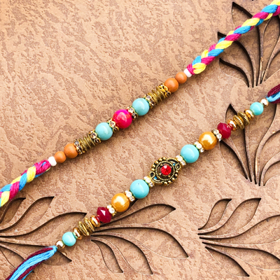 Precious Beads & Rings Set of 2 Rakhi for Raksha Bandhan