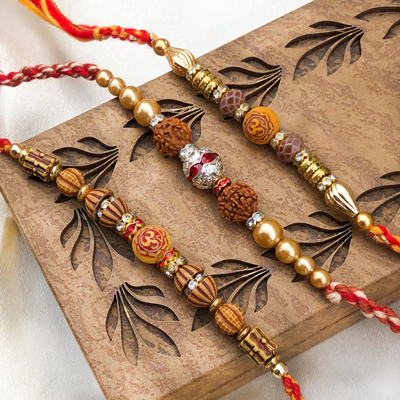 Pure OM Rudraksh Rakhi Combo for Brothers