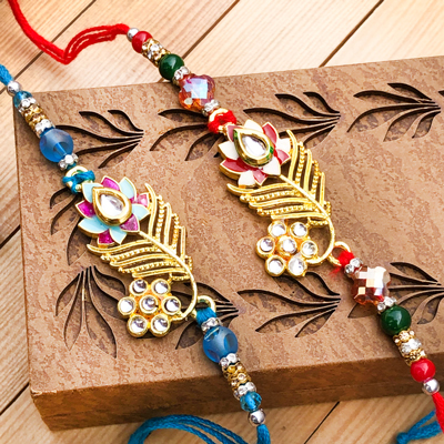 Rare Design Multicolor Flower Rakhi Combo for Raksha Bandhan