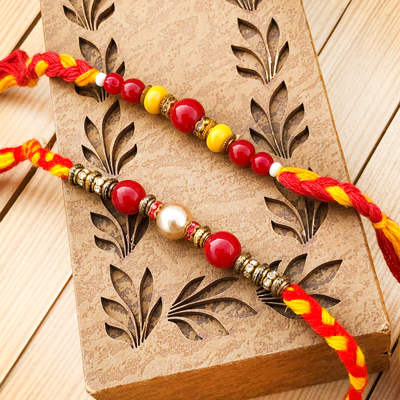 Traditional Beads & Pearls Combo Rakhi Set for Bhai