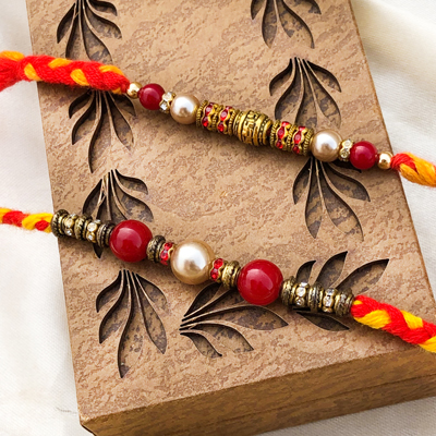 Splendid Diamond & Pearl Rakhi Set of 2 for brothers