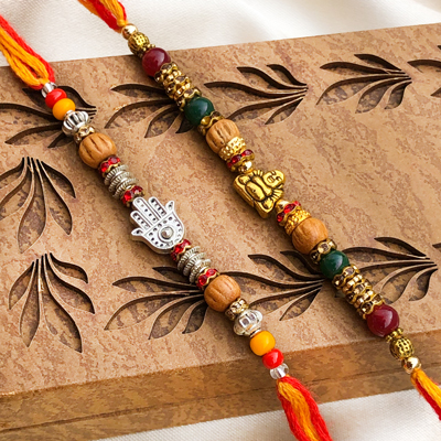 Mesmerizing Buddha & Evil Eye Rakhi Set for Happiness