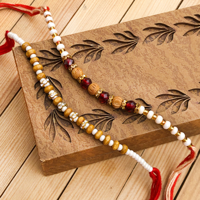 Wonderful Stone & Pearl Beads Rakhi Combo Set for Raksha Bandhan