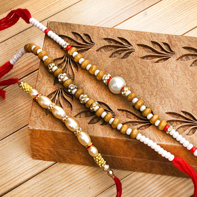 Auspicious Set of 3 Marble Rakhi Combo for Raksha Bandhan