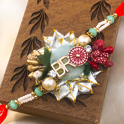 Ravishing BRO Design Green Rakhi for Bhaiya