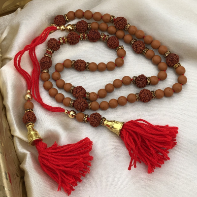 Eye Catching Brown Beads Rudraksh Rakhi for Brother