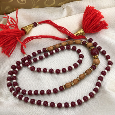 Red & White Pearl Stylish Rakhi Set for Brother