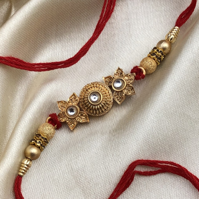Maharaja Style Gold Rakhi Set for Bhaiya