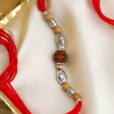 Marvelous Silver Rudraksh Rakhi for Brother