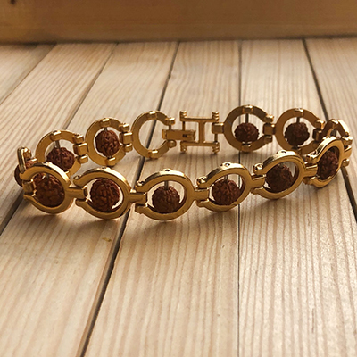 Exemplary Golden Rudraksh Raksha Bandhan Bracelet 