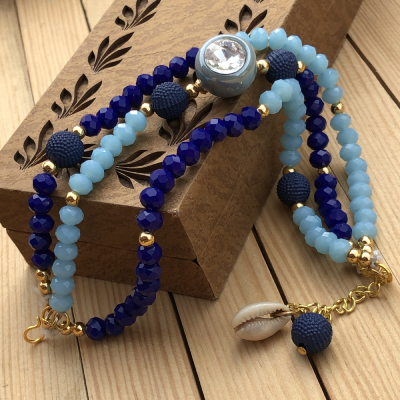 Delightful Blue Beads Raksha Bandhan Bracelet Rakhi Set