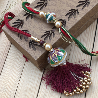 Meena Stone Rajasthani Rakhi Set for bhaiya Bhabhi