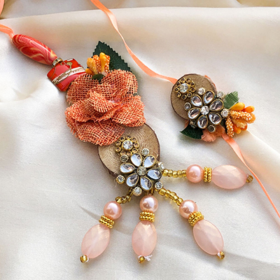 Flawless Peach Raksha Bandhan Rakhi for Bhaiya Bhabhi