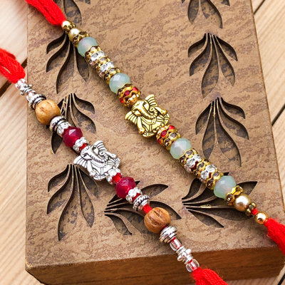 Divine Lord Ganpati Brothers Rakhi Set of 2 for Raksha Bandhan