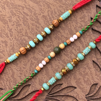 Enticing Green Beads Brother Rakhi Combo for Raksha Bandhan