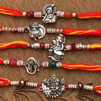 Irresistible 5 Silver Rakhi Combo for Brothers