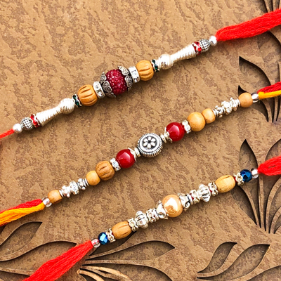 Marvelous Set of 3 Rare Rakhis for Brothers