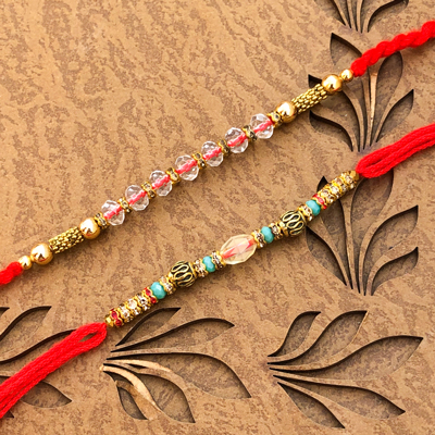 Striking Glass Stones Rakhi Set of 2 for Young Brothers