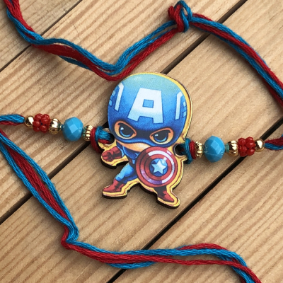 Angry Captain America Cartoon Rakhi for Kids
