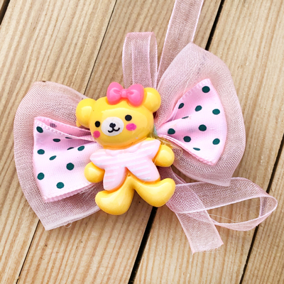 Joyful Black Dotted-Pink Bow Teddy Kids Rakhi