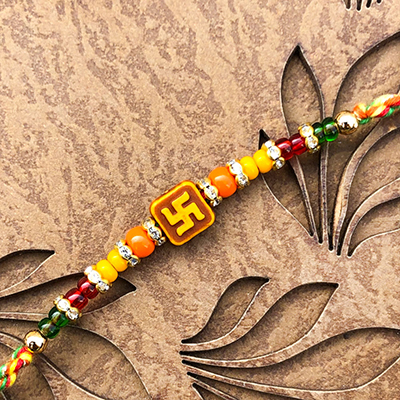 Spritiual Swastik Beads Rakhi for Brother