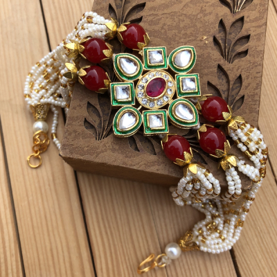 Stunning Brother Kundan and Stone Work Bracelet Rakhi