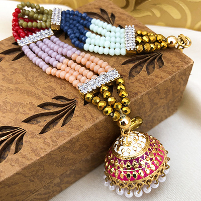 Designer Colorful Pearl Work Traditional Bracelet Rakhi