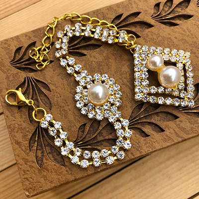 Stunning Bracelet Rakhi for Bhabhi with Stone Work