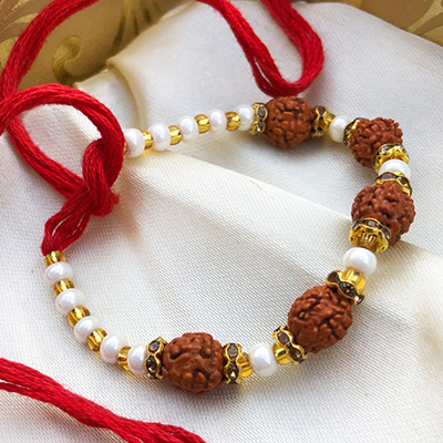 Raghav Crafts Handmade Thread Rakhi For Brother - Rudraksha & Zircon Design Raksha Bandhan Bracelet - View #8