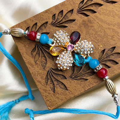 Artistic Stone Work Magnificent Rakhi for Brother