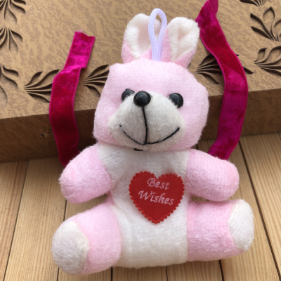 3 Inch Preety Pink Hanging Rabbit Soft Toy Rakhi for Kids