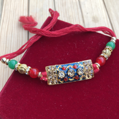 Impressive Vibrant Colors Stone Studded Rakhi for Brother