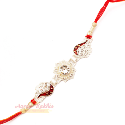Miraculous Designer Silver Special Diamond Moli Rakhi