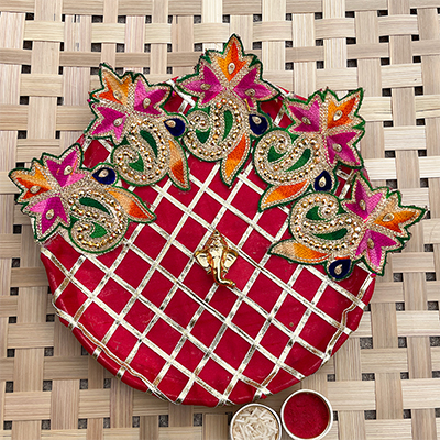 Bhaiya bhabhi rakhi with traditional puja thali combo for Raksha-Bandhan