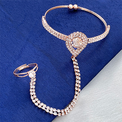 Stunning Design American diamond ring with bracelet Hathful rakhi for Bhabhi