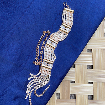 Gorgious AD loaded diamond stripe Bhaiya-bhabhi bracelet Rakhi